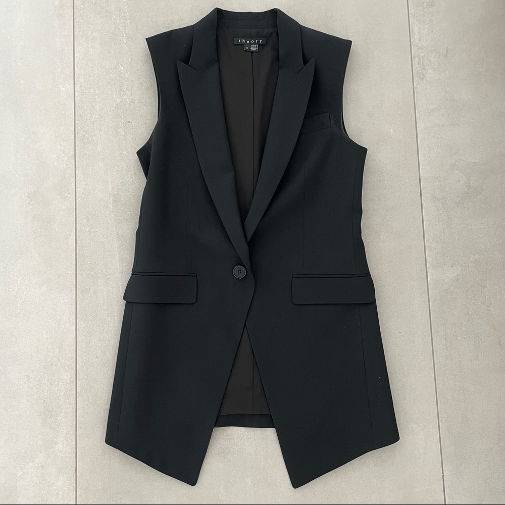Theory Black Sleeveless Blazer Vest Sz 0